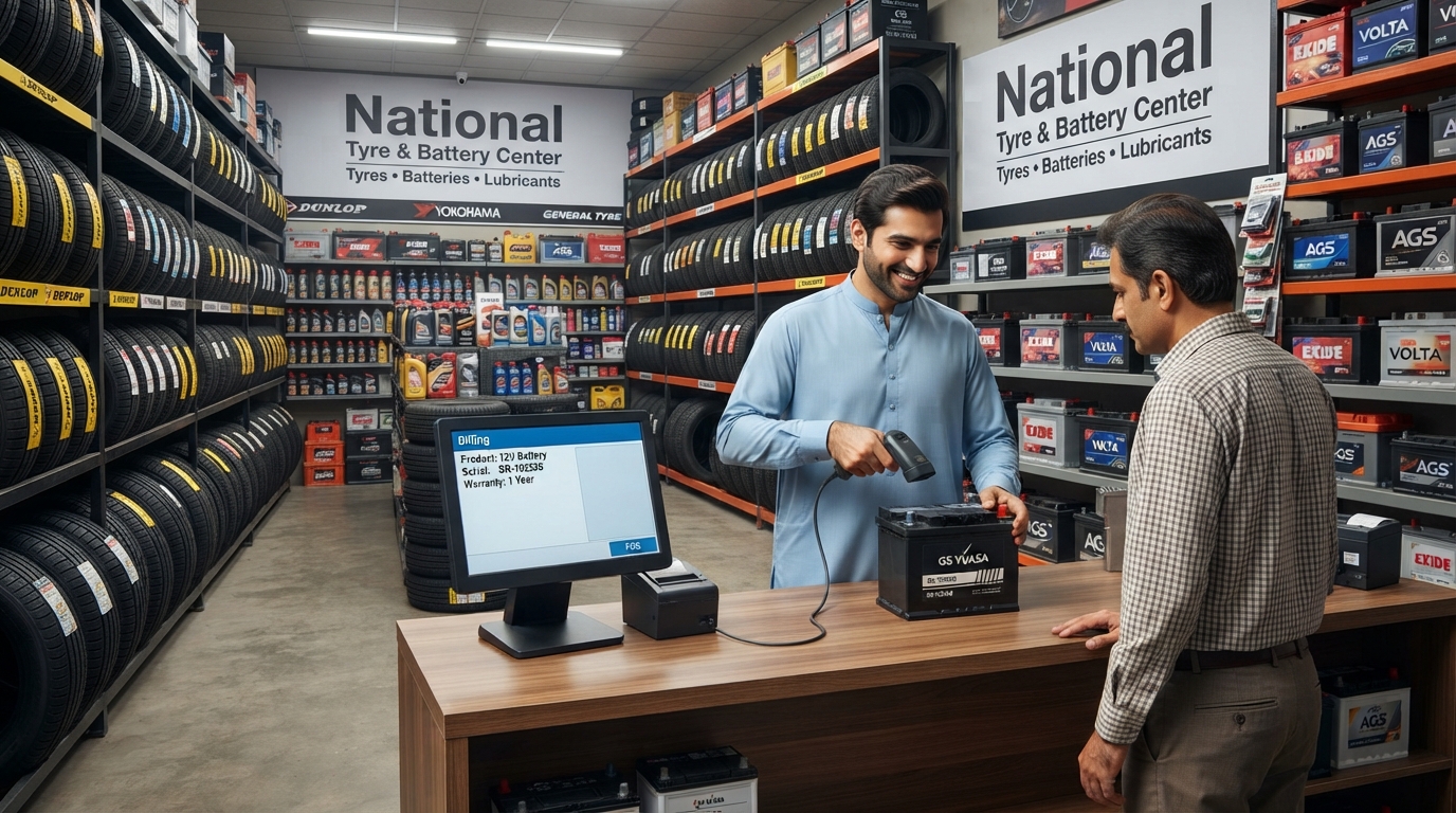 Tyre and Battery Shop using onlinePOS